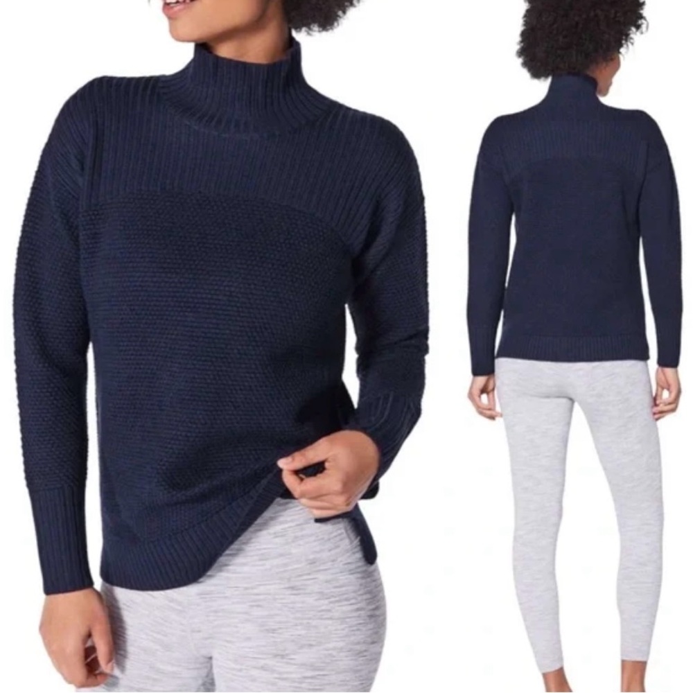 Lululemon Warm and Restore Merino Wool Turtleneck Pullover Sweater Navy 10